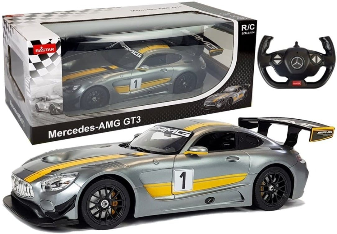 Rastar 1:14 Scale Mercedes-AMG GT3 Remote Control Car, Red Racing Edition R/C Supercar with Working Lights, Official Licensed Toy