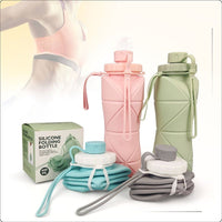 Silicone Folding Collapsible 700ml Water Bottle Expandable & Foldable Light Weight