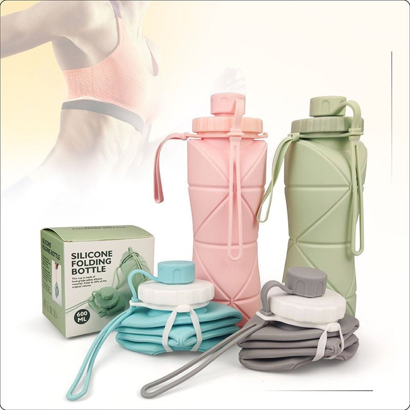 Silicone Folding Collapsible 700ml Water Bottle Expandable & Foldable Light Weight