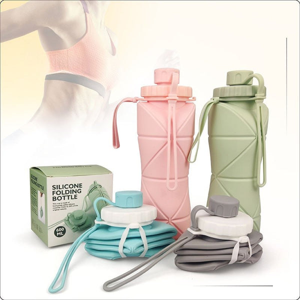 Silicone Folding Collapsible 700ml Water Bottle Expandable & Foldable Light Weight