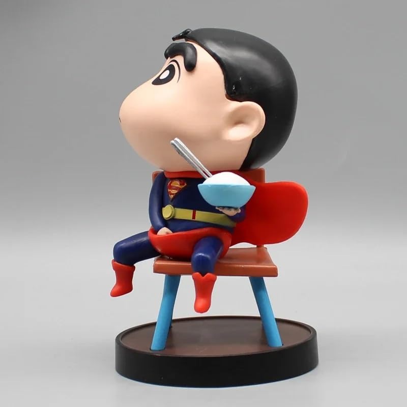 Shinchan Inspired Superman Action Figure  Cute Cartoon Hero Figurine  PVC Collectible Toy Model for Desk Decor, Car Dashboard collectibles clan