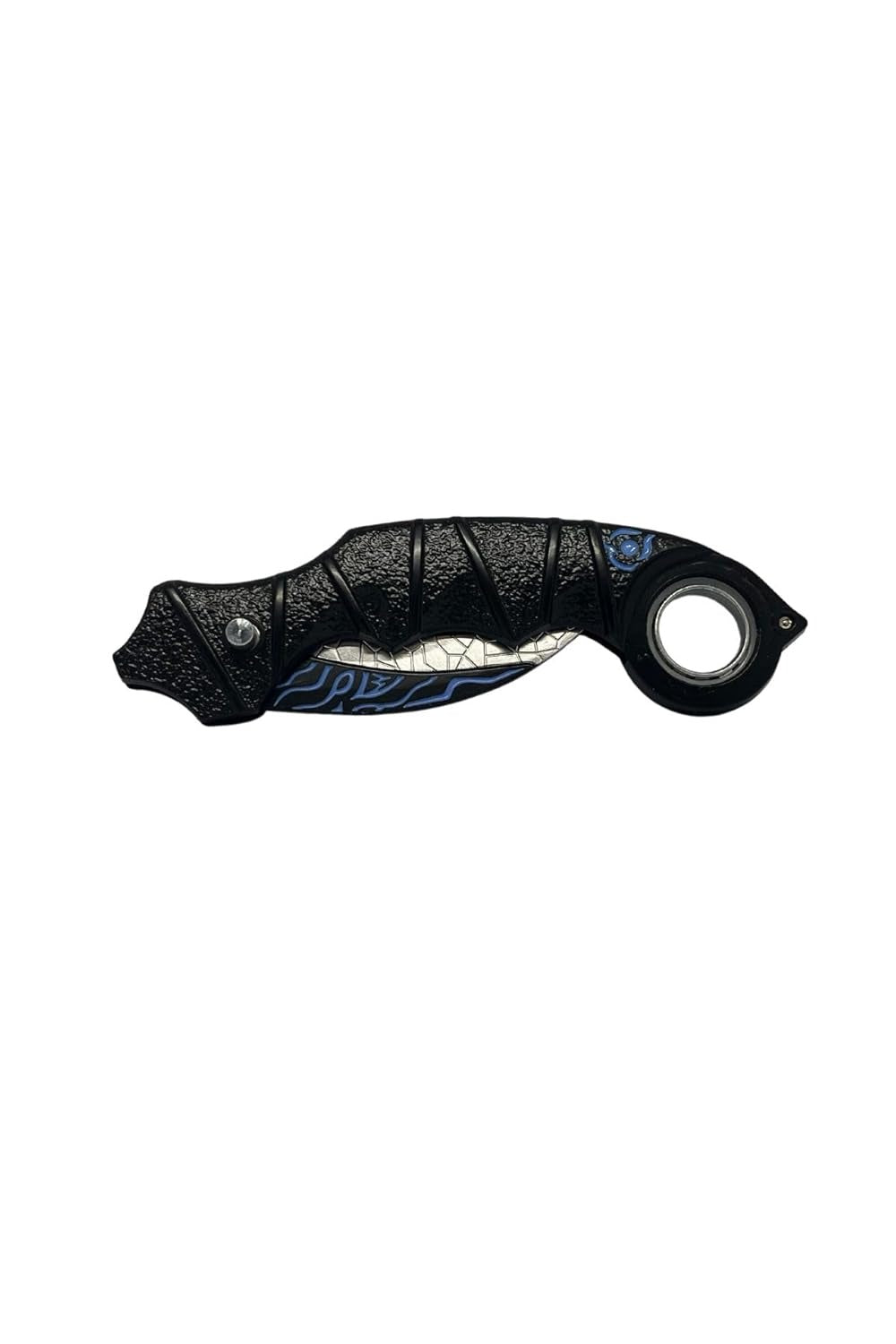 Blue-Black  Double Chained Metal Kunai Pocket, folding and rotating karambit knife anime toy
