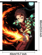 Demon Slayer Anime Poster Scroll Anime Tanjiro firecut Wall Art Pictures Hanging Aesthetic Room Decor Canvas HD Printed Frame Canvas Painting 40 x 60 cm16 x 24 Inches