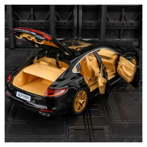 1:24 Scale Porsche Panamera Turbo Alloy Die-cast Model, Luxury 6-Door Opening Feature with Sound, Light, and Pull-Back Action Realistic Model Gift for Kids, Boys & Diecast Collectors