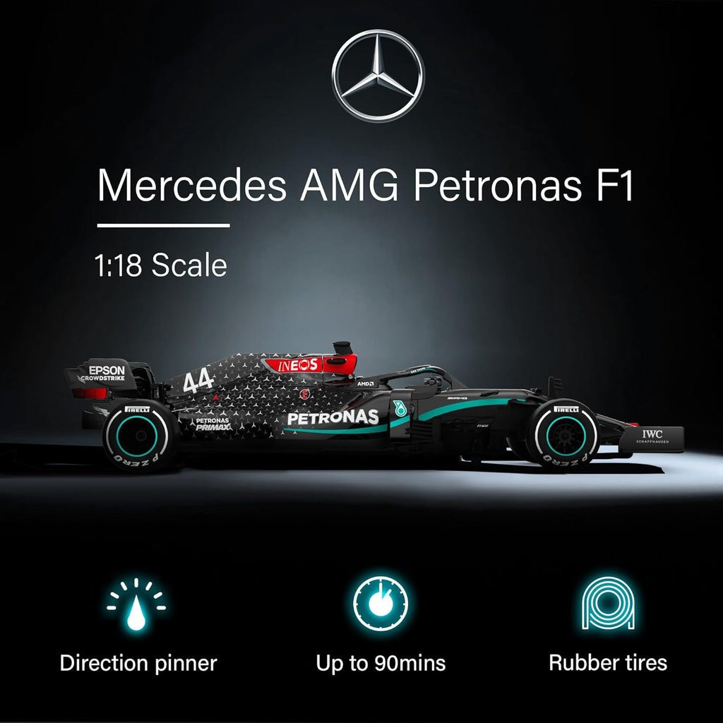 Rastar 1:18 Scale Mercedes-AMG F1 W13 Lewis Hamilton #44 Remote Control Car, High-Speed Licensed Formula 1 R/C Toy