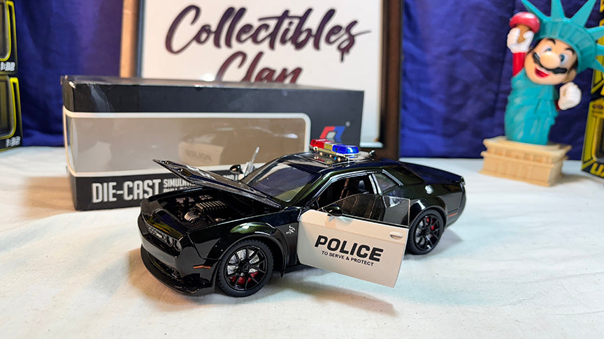 1:24 Scale Interceptor Police Cruiser Alloy Die-cast Model, High-Detail Police Car with Siren Sounds and Flashing LED Lights Realistic Model Gift for Kids, Boys & Diecast Collectors