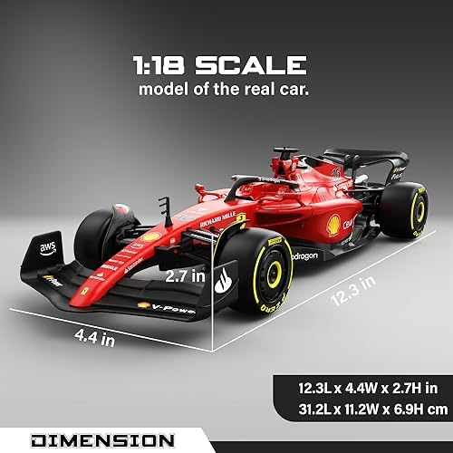 Rastar 1:18 Scale Ferrari F1-75 Charles Leclerc #16 Remote Control Car, Licensed Formula 1 R/C Model for Racing Fans