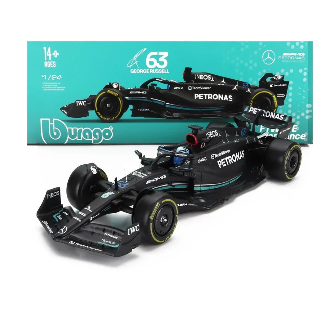 Bburago 1:43 Scale Mercedes-AMG F1 W14 George Russell #63 Die-cast Car, Official F1 Team Replica for Adult Collectors