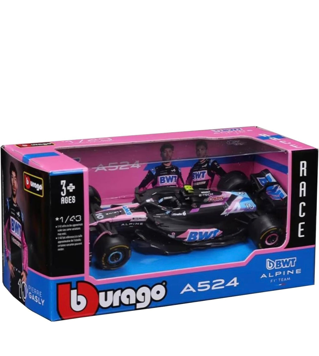 Bburago 1:43 Scale Alpine A523 Pierre Gasly #10 Die-cast Model Car, Licensed BWT Alpine F1 Team Racing Replica