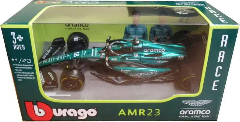 Bburago 1:43 Scale Aston Martin AMR23 Fernando Alonso #14 Die-cast Car, Licensed F1 Racing Series Collector Model