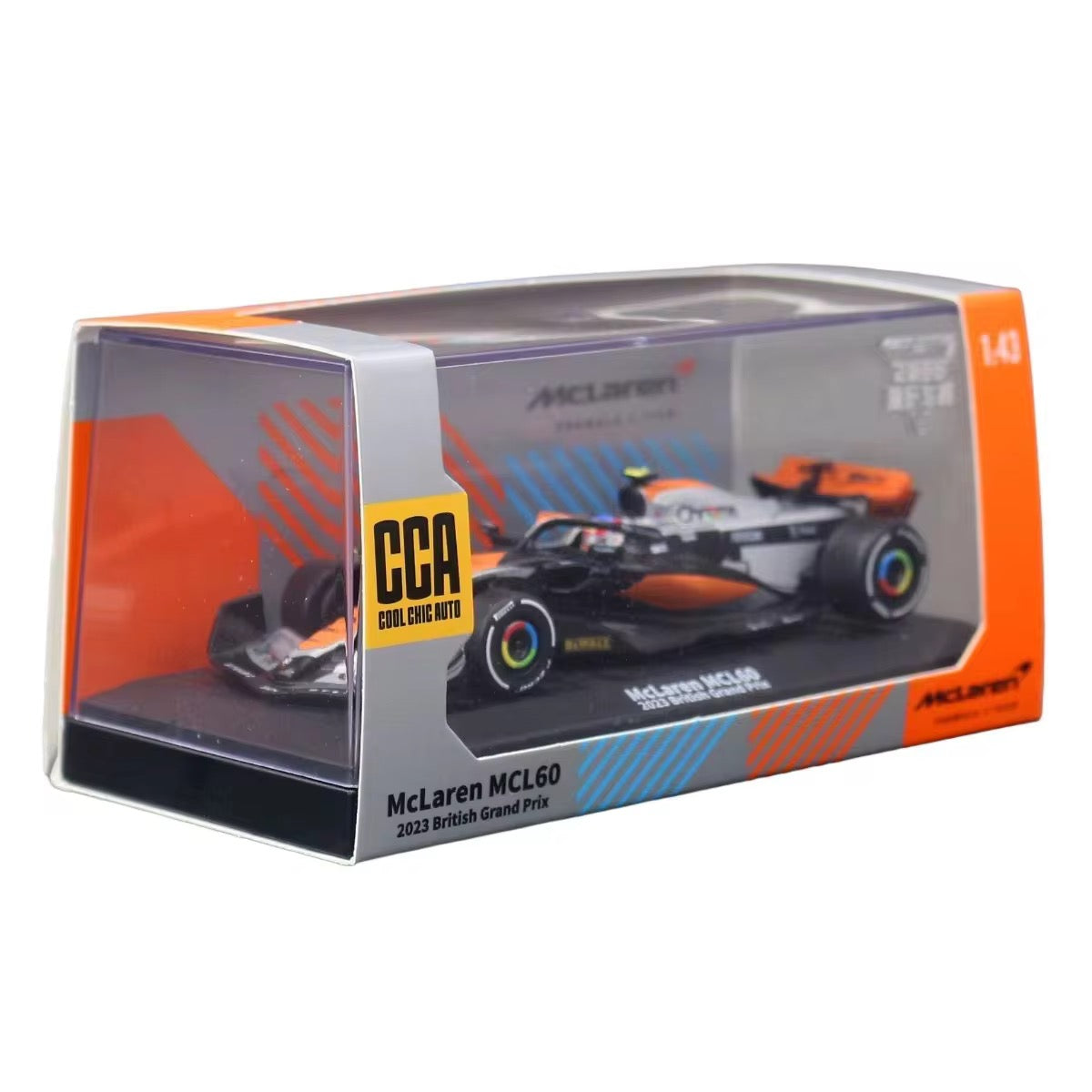 CCA 1:43 Scale McLaren MCL60 Lando Norris #4 Die-cast Car, Premium Edition in Acrylic Display Case for Collectors