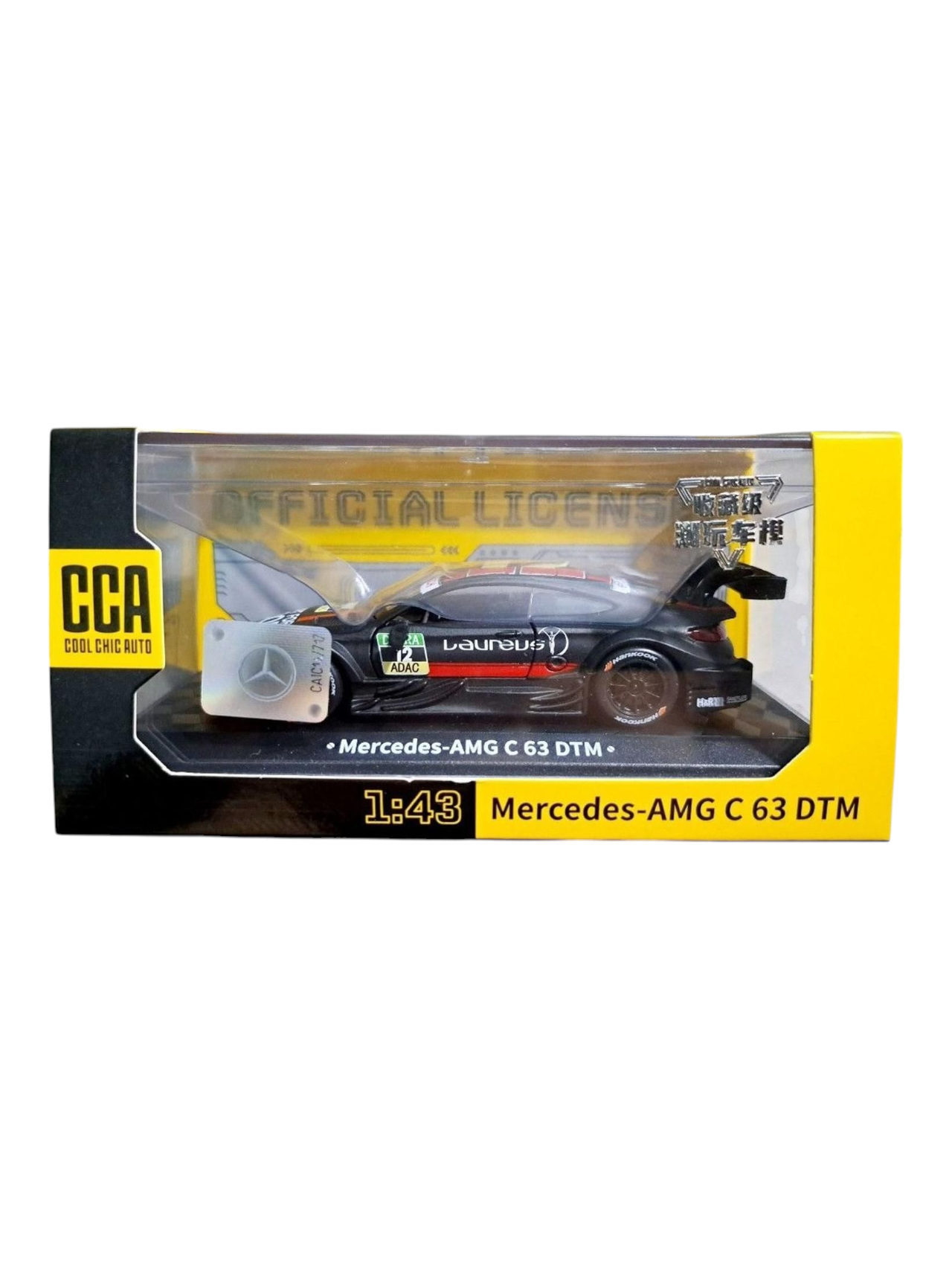 CCA 1:43 Scale Mercedes-Benz AMG C63 DTM Racing Car, Licensed Die-cast Model in Premium Acrylic Display Case