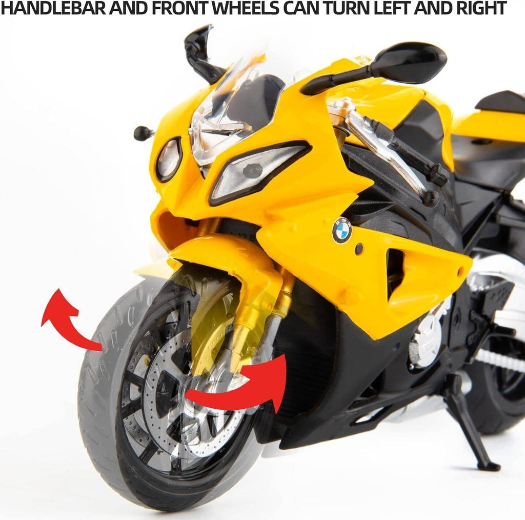 CCA 1:12 Scale BMW S1000RR Licensed Die-cast Motorcycle Model, High-Detail Superbike Replica with Working Suspension