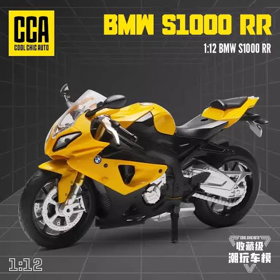 CCA 1:12 Scale BMW S1000RR Licensed Die-cast Motorcycle Model, High-Detail Superbike Replica with Working Suspension