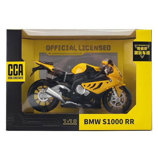 CCA 1:12 Scale BMW S1000RR Licensed Die-cast Motorcycle Model, High-Detail Superbike Replica with Working Suspension