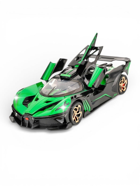 1:32 Scale Bugatti Bolide "Fire Meteor" Alloy Die-cast Model, Track-Only Hypercar Replica with Lights and Racing Sound