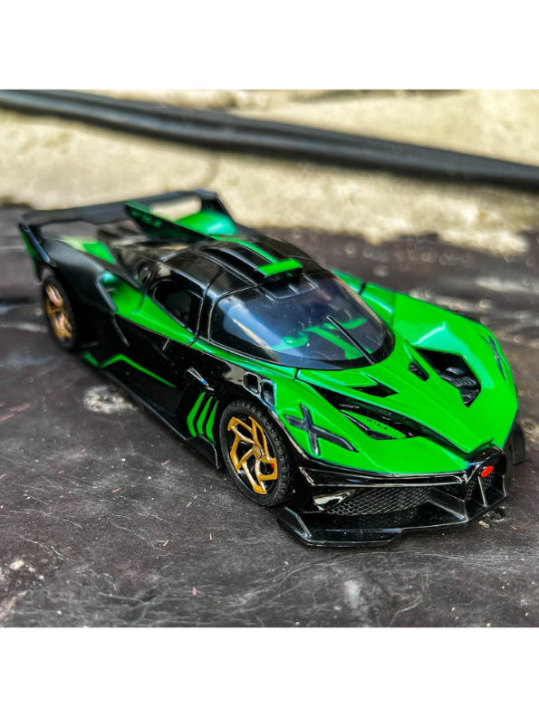 1:32 Scale Bugatti Bolide "Fire Meteor" Alloy Die-cast Model, Track-Only Hypercar Replica with Lights and Racing Sound