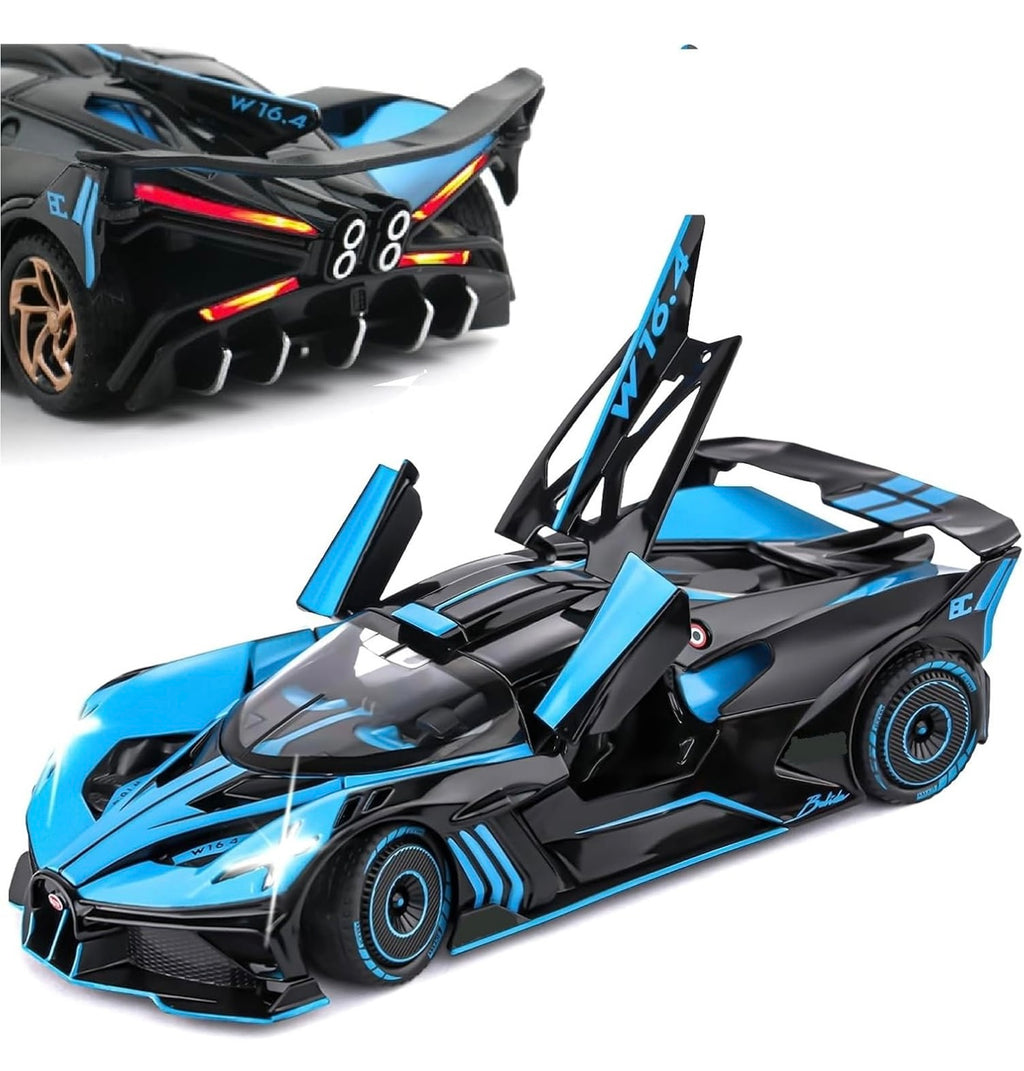 1:32 Scale Bugatti Bolide "Fire Meteor" Alloy Die-cast Model, Track-Only Hypercar Replica with Lights and Racing Sound
