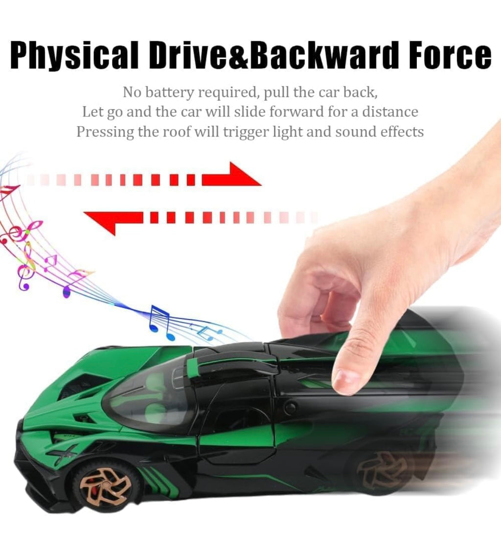 1:32 Scale Bugatti Bolide "Fire Meteor" Alloy Die-cast Model, Track-Only Hypercar Replica with Lights and Racing Sound