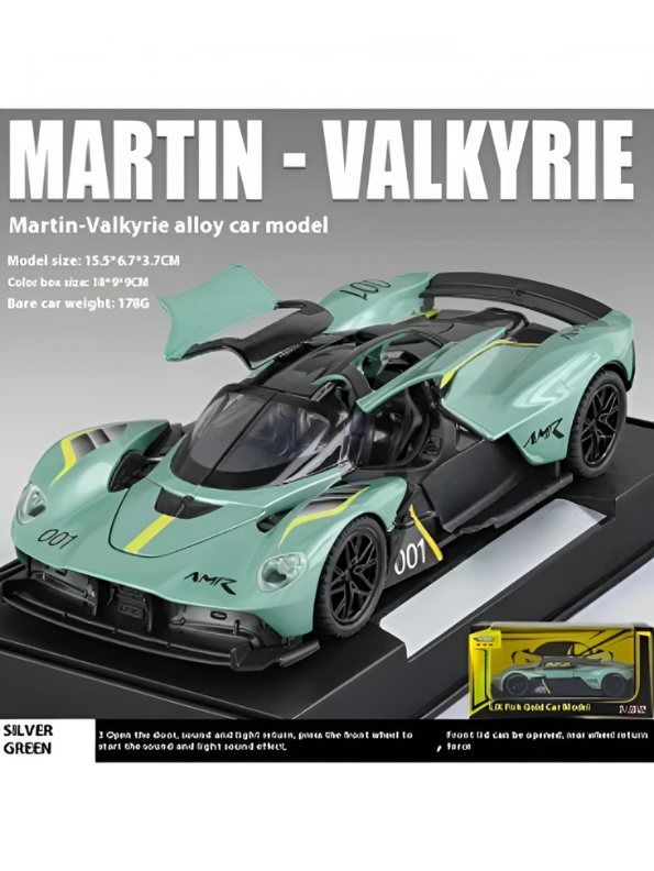 1:32 Scale Aston Martin Valkyrie AMR Pro Die-cast Model, High-Performance Track Car Replica with Aerodynamic Wings