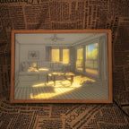 3D LED Sunset Painting with Living Room with Garden View Design LED Light Frame, 3 Lighting Modes, Wall Art Decor, Perfect for Living Room, Bedroom large 22x32cm