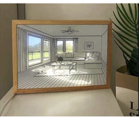 3D LED Sunset Painting with Living Room with Garden View Design LED Light Frame, 3 Lighting Modes, Wall Art Decor, Perfect for Living Room, Bedroom large 22x32cm