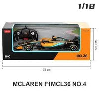 Rastar 1:18 Scale McLaren MCL36 Lando Norris #4 Remote Control Car, Official Formula 1 Team R/C Replica