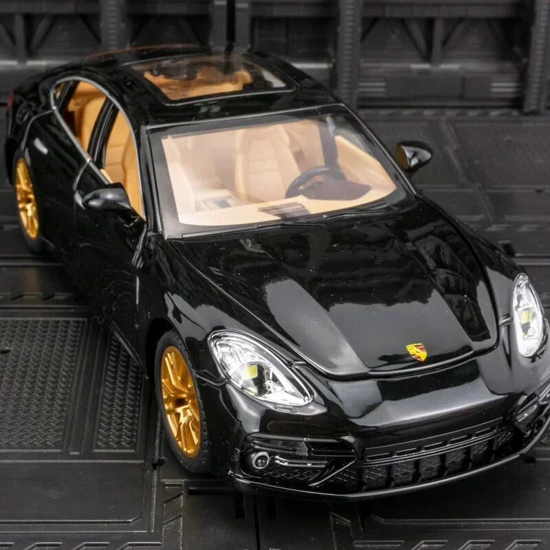 1:24 Scale Porsche Panamera Turbo Alloy Die-cast Model, Luxury 6-Door Opening Feature with Sound, Light, and Pull-Back Action Realistic Model Gift for Kids, Boys & Diecast Collectors